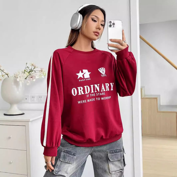 Kvinders afslappede sweatshirt med kreative grafik og voluminøse ærmer Stilla