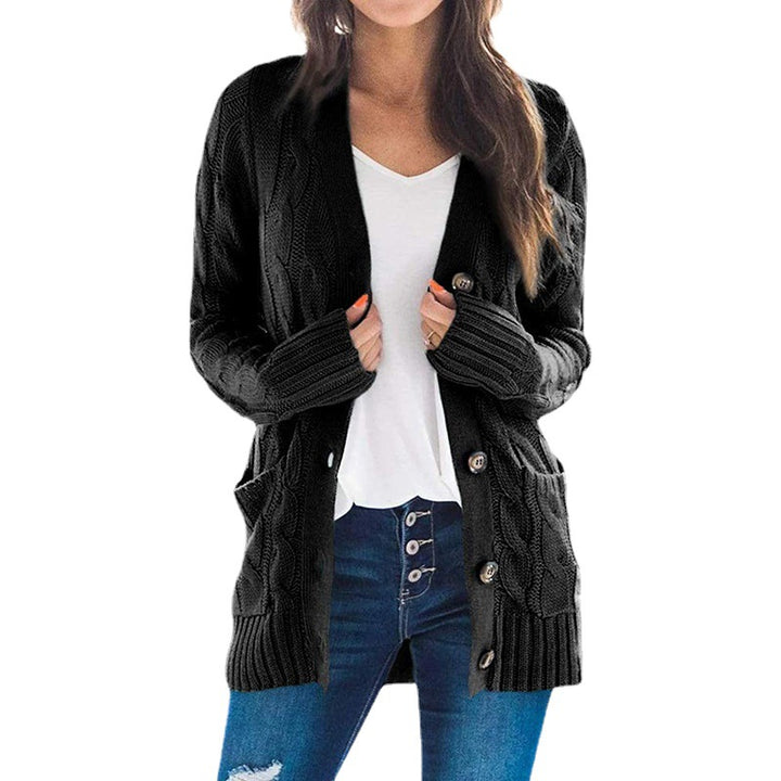 Kvinders cardigan med elegant kabelmønster og praktiske lommer Stilla