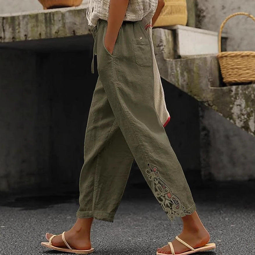 Dame Lettere og luftige sommerbukser i Boho-stil med broderi Skovae