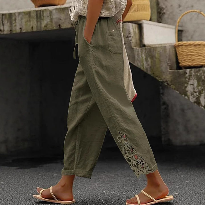 Dame Lettere og luftige sommerbukser i Boho-stil med broderi Skovae