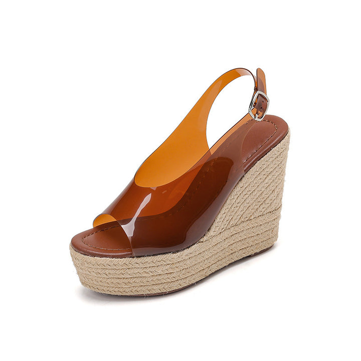 Femme Open-Toe Wedge Sandaler med Slingback-Design Stilla