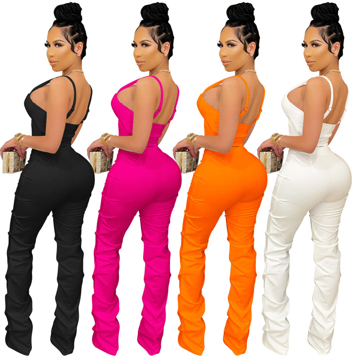 Dame figurtilpasset jumpsuit med transparente indsatser og lynlås Stilla