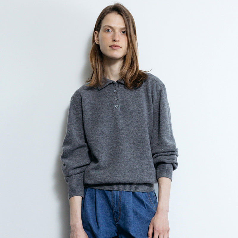 Dame sweater med knaplukning og afslappet snit Stilla