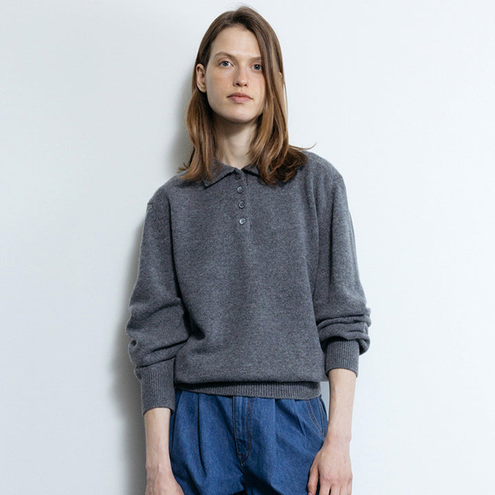 Dame sweater med knaplukning og afslappet snit Stilla