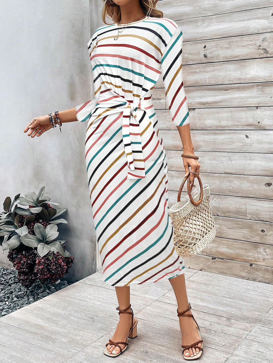 Dame Lang Strandkjole med Wrap-Design Stilla