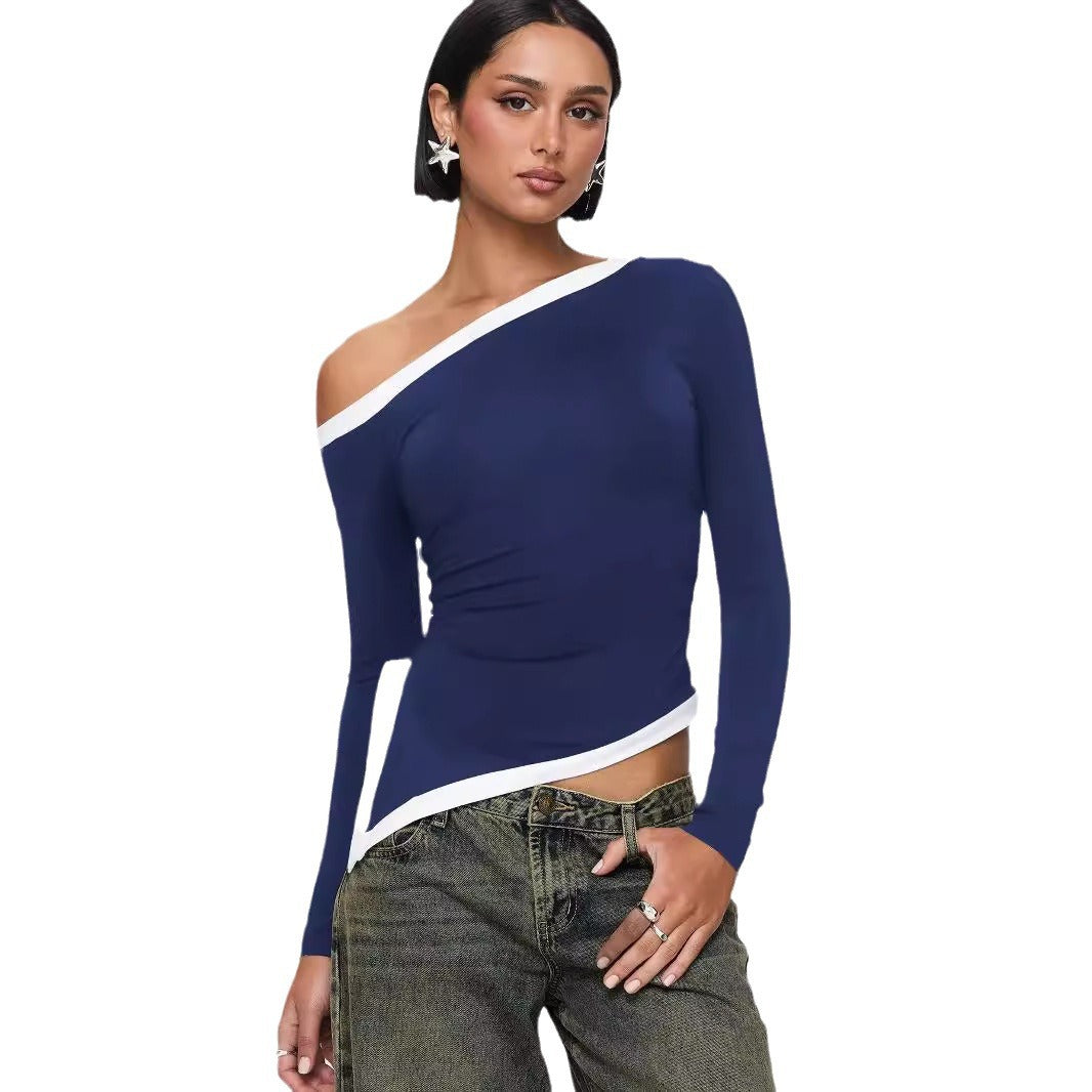 Dame asymmetrisk langærmet top med elegante cut-outs Stilla