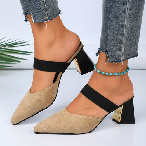Damer elegante Slingback-pumper med blokhæle og justerbar rem Stilla