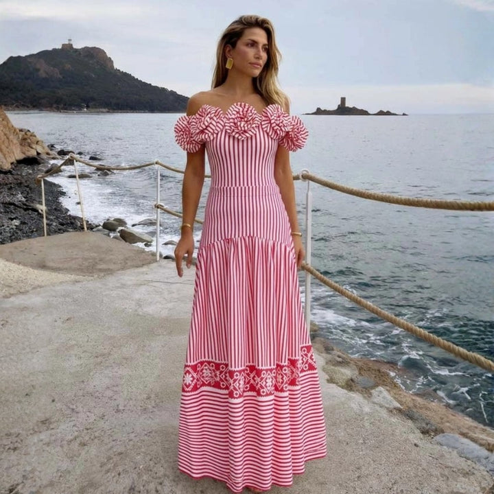 Dame Striped Bikini-Sæt med elegant V-wrap Bluse og moderigtig Skørt Skovae