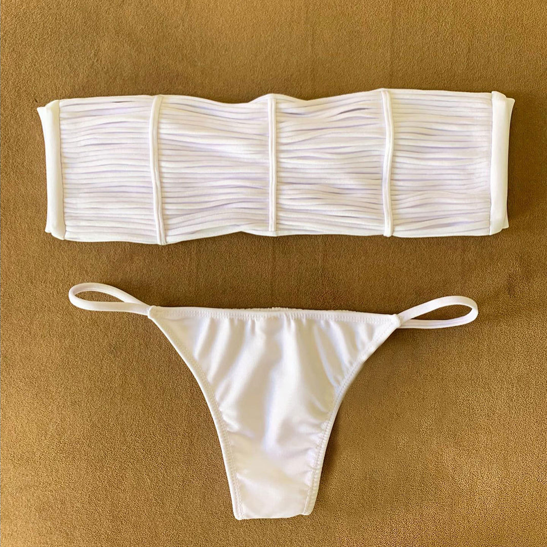 Dame Bikini-sæt med raffineret flæse-design og høj talje Stilla