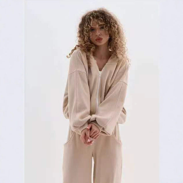 Kvinders cropped hoodie jakke lavet af blødt fleece med lynlås Skovae