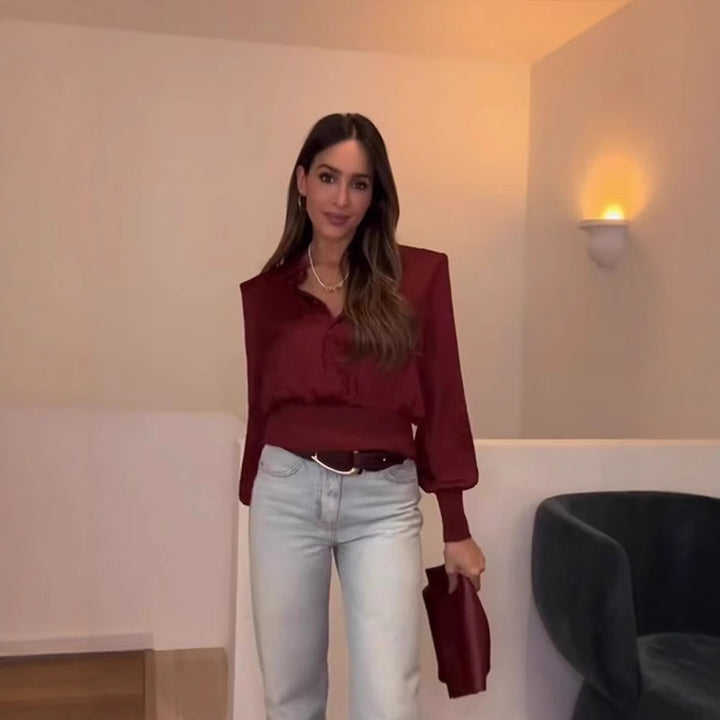 Dame Satin Bluse Stilla
