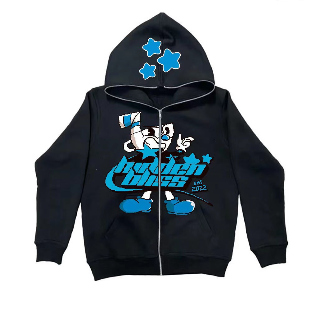 Dame hoodie med spændende grafisk design Skovae