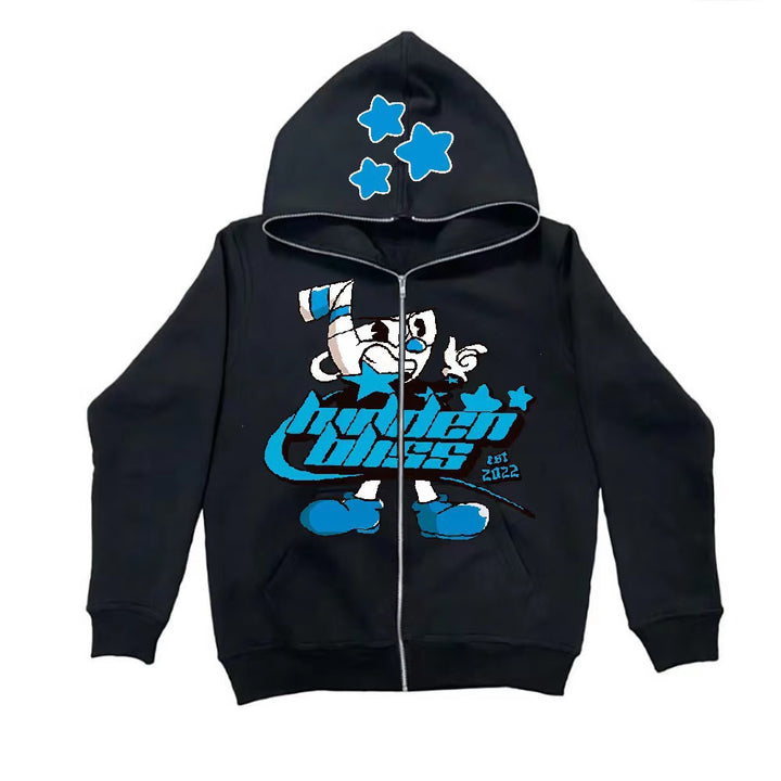 Dame hoodie med spændende grafisk design Skovae