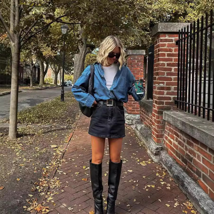 Kvinders afslappede denimjakke i klassisk oversized pasform Stilla
