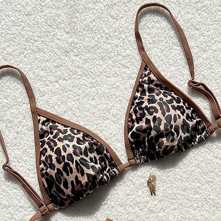 Dame triangelbikini med dyremønster og justerbare stropper Skovae