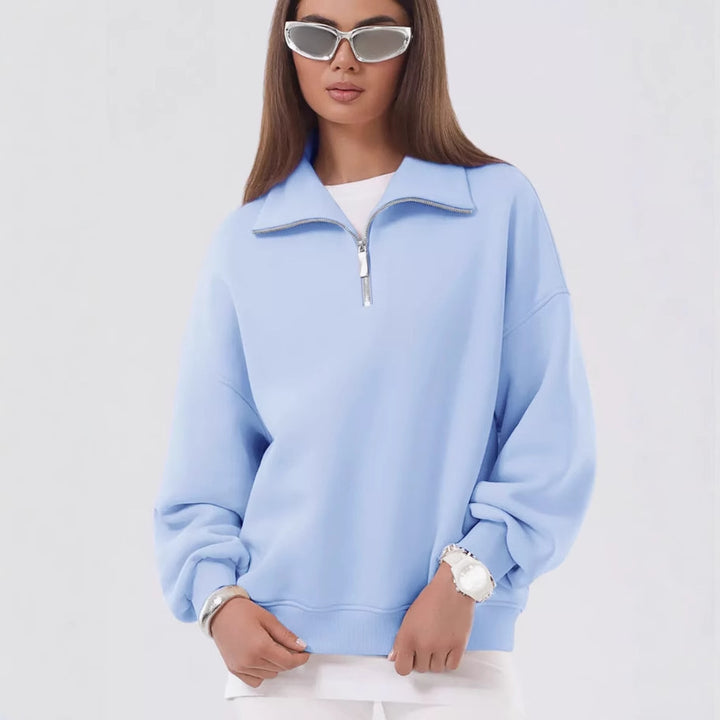 Kvinders komfortable sweater med opretstående krave Skovae