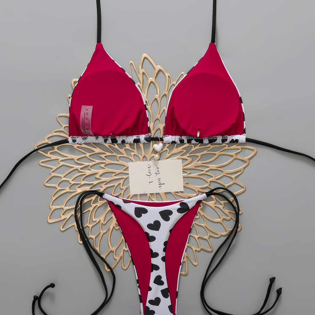 Dame Triangel-Bikini med hjerter Skovae