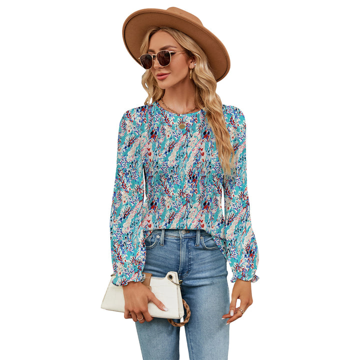 Damer Bluse med floral mønster og luftige ærmer Stilla