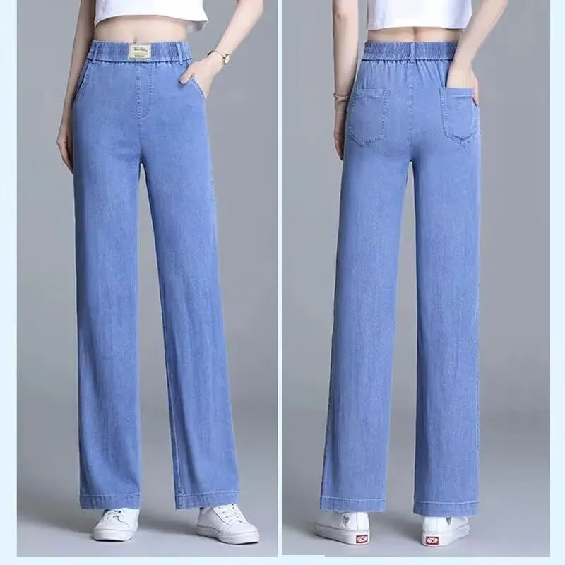 Kvinders løse jeans med elastisk talje og praktiske lommer Skovae