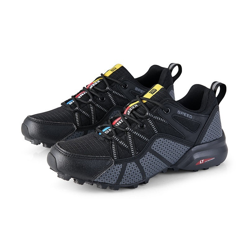Herren nan robust Trailrunning- og Outdoor-sneakers med grepvennlig multiterræn-profil sål, forstærket tåhætte og bungee-snøring Skovae