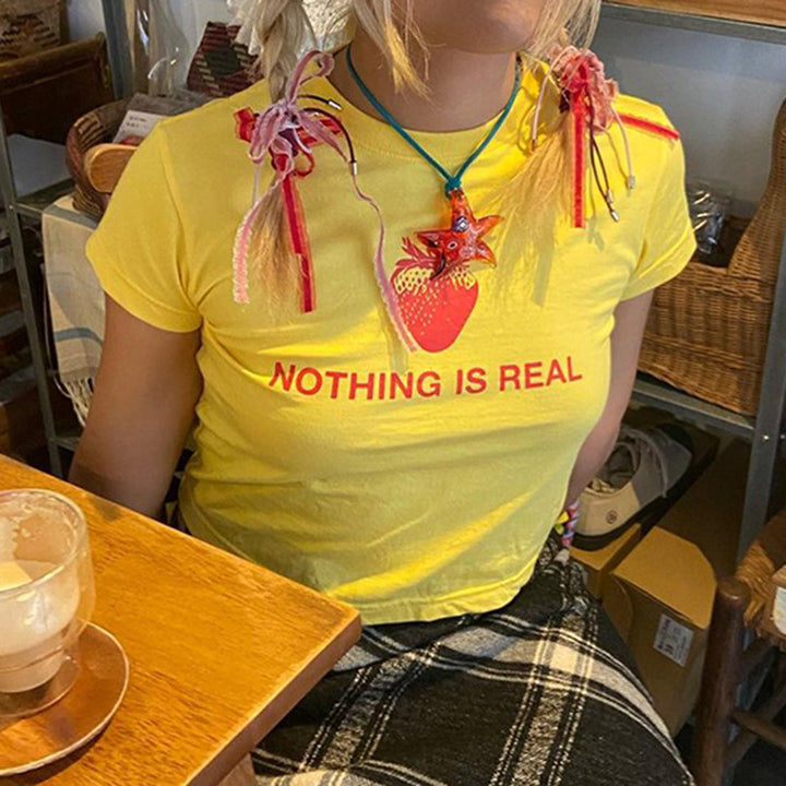 Dame Kreativt Grafik T-shirt med Jordbær Motiv Skovae