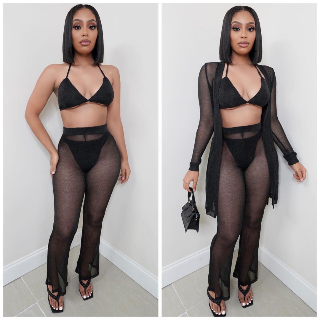 Dame Transparent Bikini Cover-Up Sæt Stilla