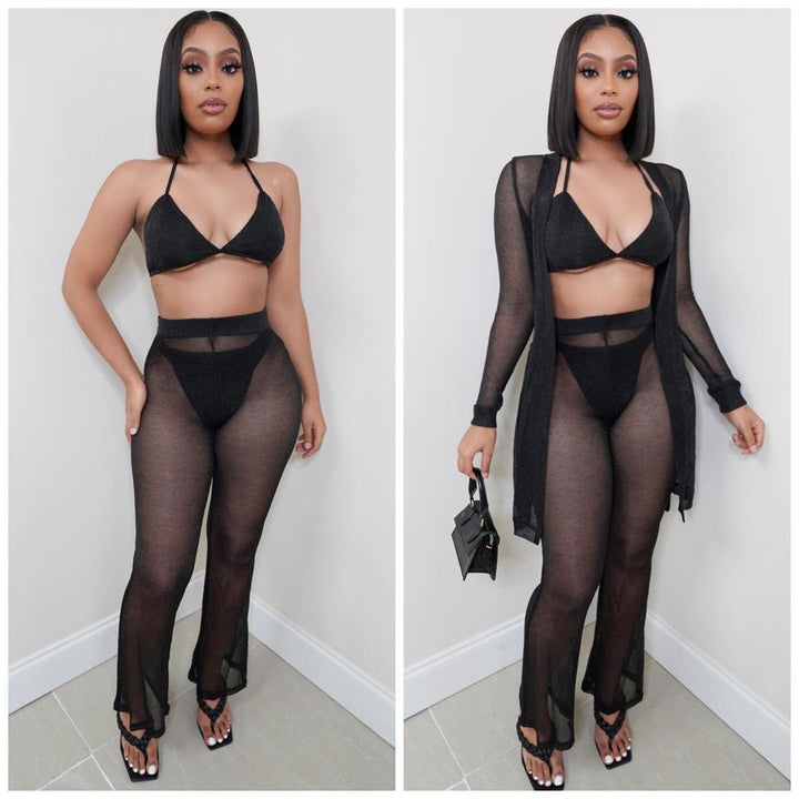 Dame Transparent Bikini Cover-Up Sæt Stilla
