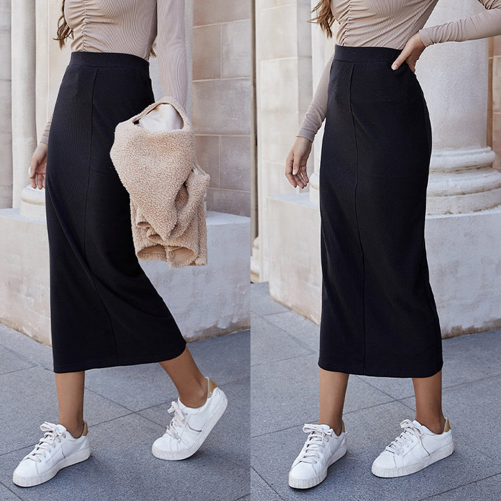 Dame Elegant lang Skirt med høj talje og Stretch-tilpasning Stilla
