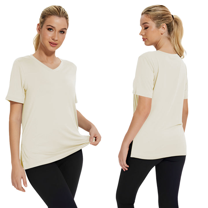 Dame Funktionelt V-Hals Sport T-shirt med åndbar teknologi Skovae