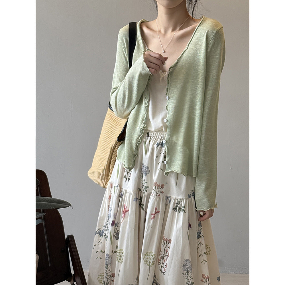 Dame fin strik-cardigan med romantiske ruffle detaljer Stilla