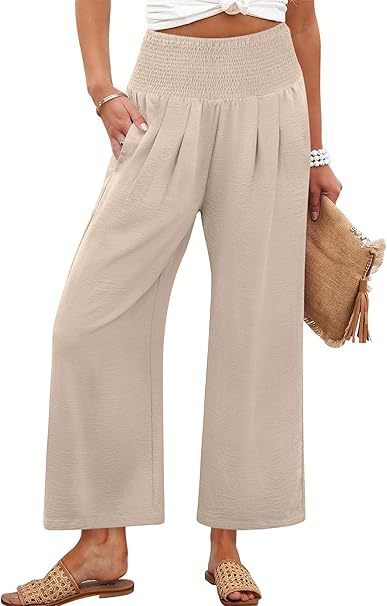 Dame Bred Culotte-bukser med elastisk talje og folder Skovae