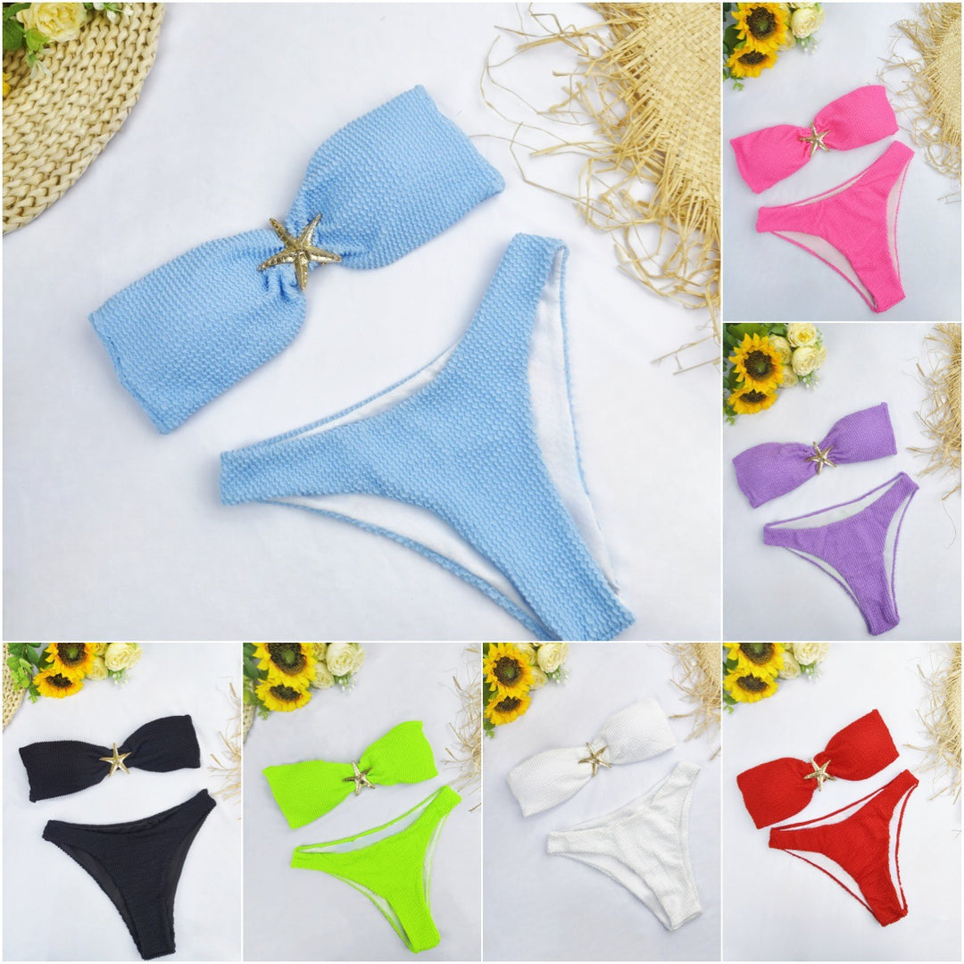 Dame bandeau-bikini med glitrende stjernedetalje Skovae