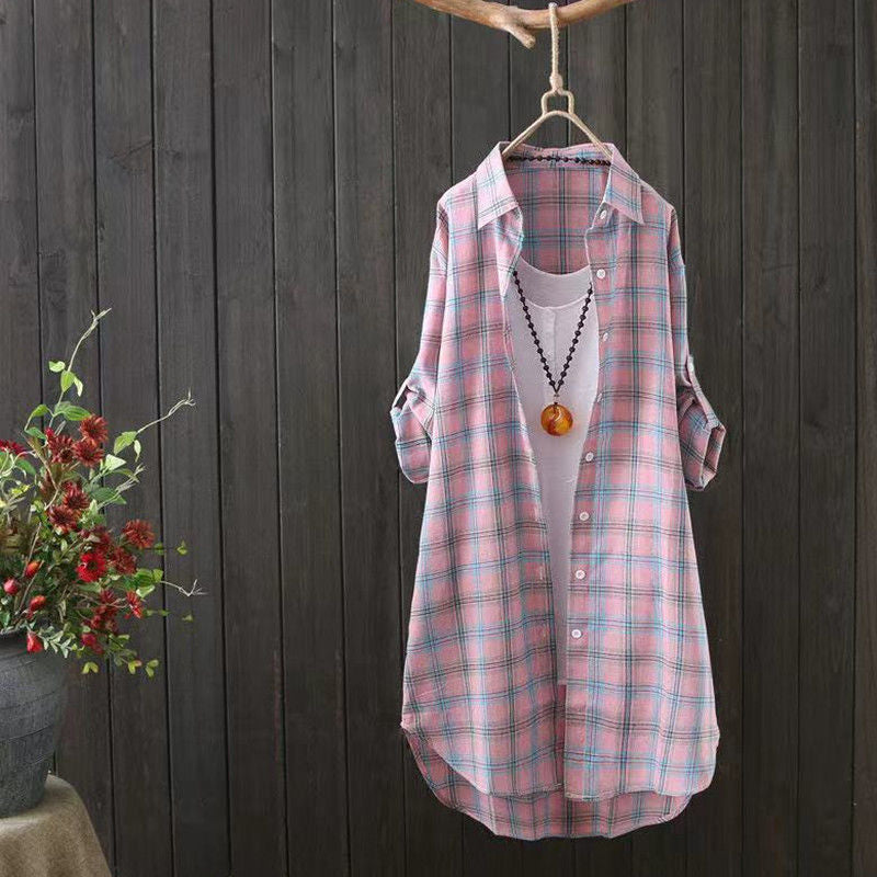 Damer letternettet ternet Button-Up-bluse Stilla