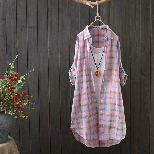 Damer letternettet ternet Button-Up-bluse Stilla