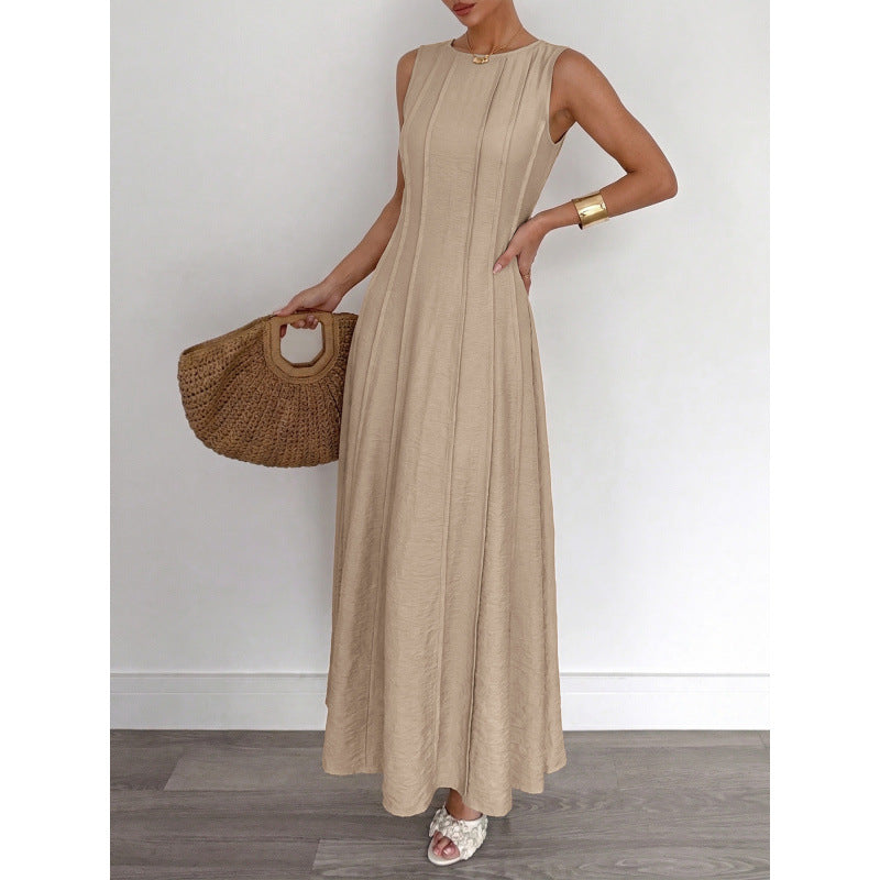 Damen Langarm Maxikleid mit eleganten Streifen und schmeichelndem Schnitt Skovae