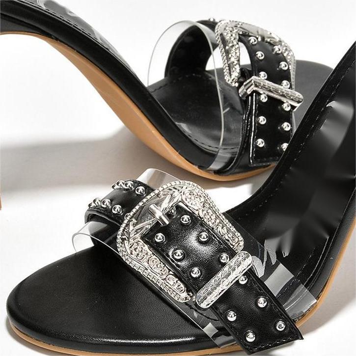 Dame elegante højhælede mules med dekorativt spænde-detalje Stilla