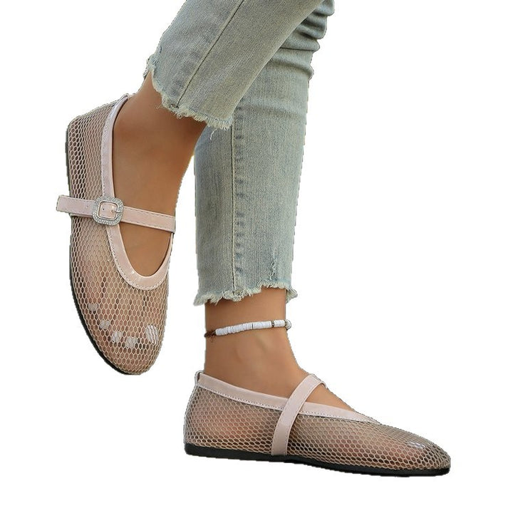 Dame elegante Ballerinas med åndbart netdesign og moderigtige remme Stilla