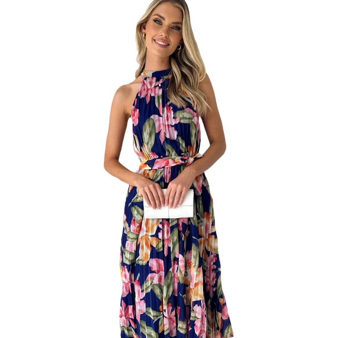 Dame Maxikjole med elegant fald og halterneck Stilla