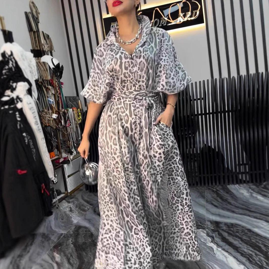 Kvindernes elegante jumpsuit med bred ben og blomster mønster Stilla
