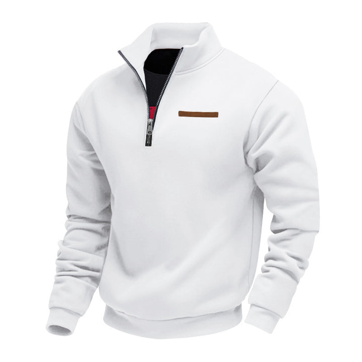 Herrer nan halv-zip sweatshirt lavet af tung fleece med ståkrave og skjult brystlomme Skovae