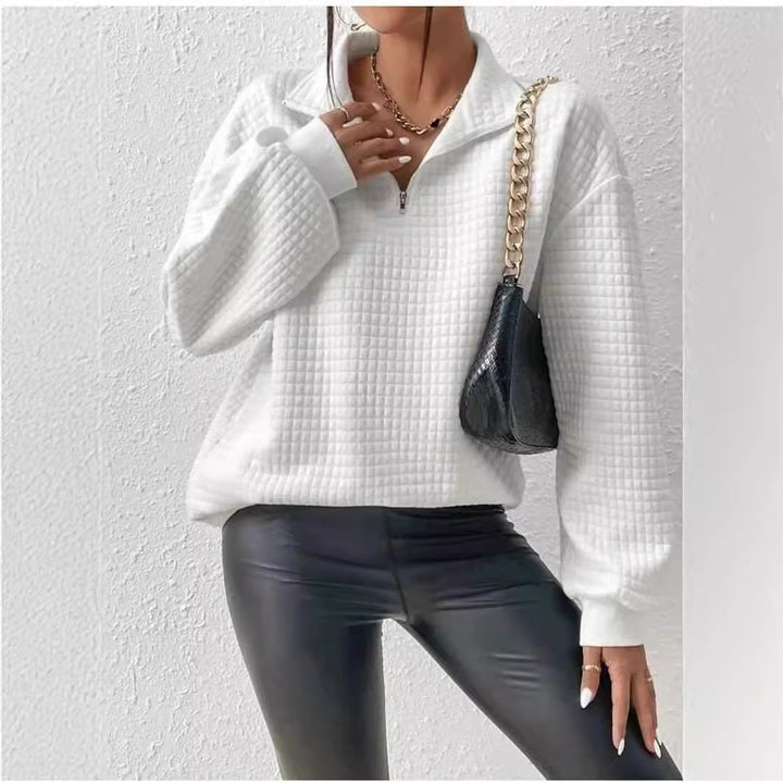 Dame Oversized Sweatshirt med høj opkravet krave og struktureret design Stilla