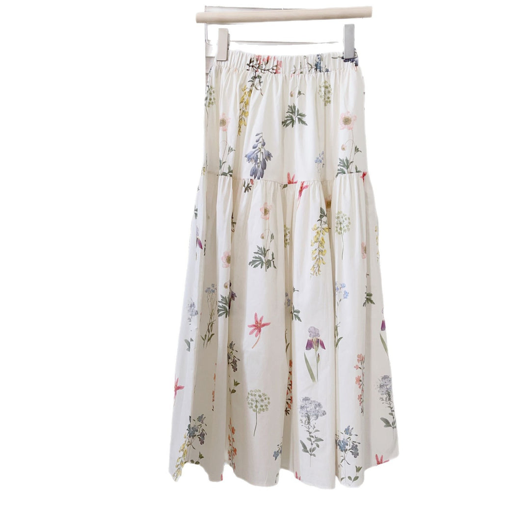 Dame Floral Trappe Midi Nederdel Stilla