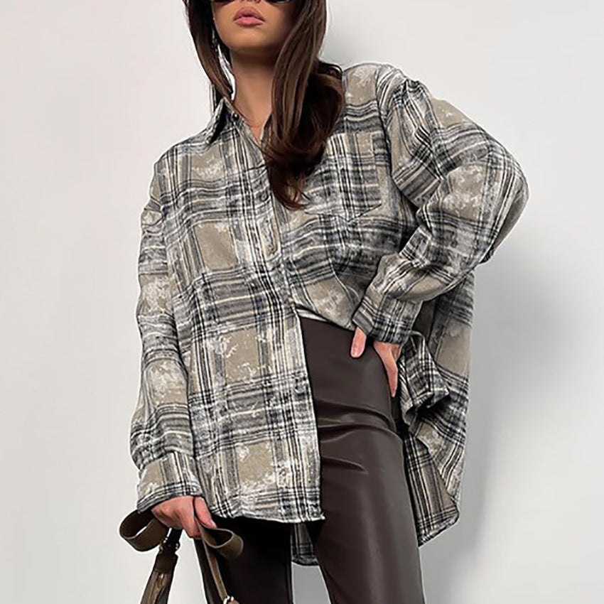 Dameternetternet flannel skjorte bluse Stilla