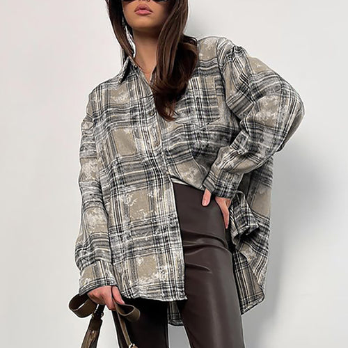 Dameternetternet flannel skjorte bluse Stilla