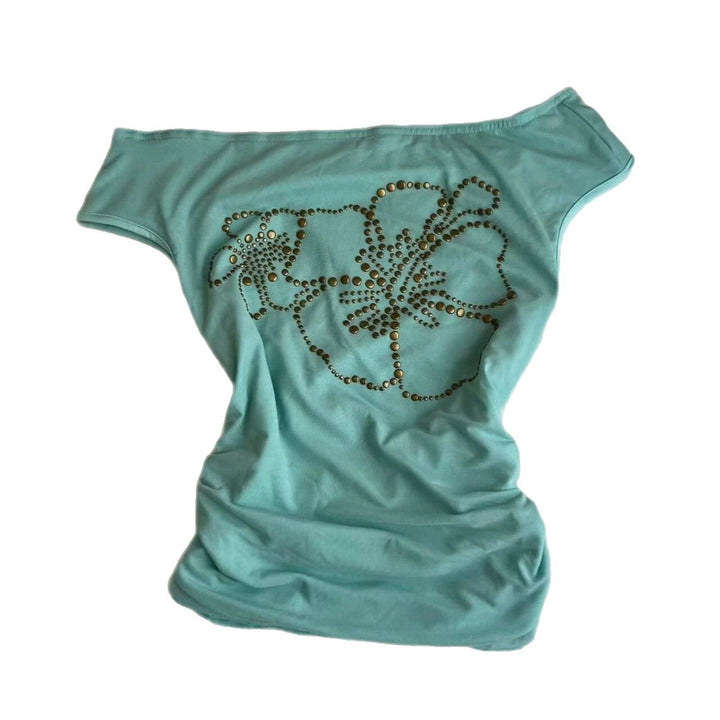 Dame Off-Shoulder Top med glitrende detaljer Skovae
