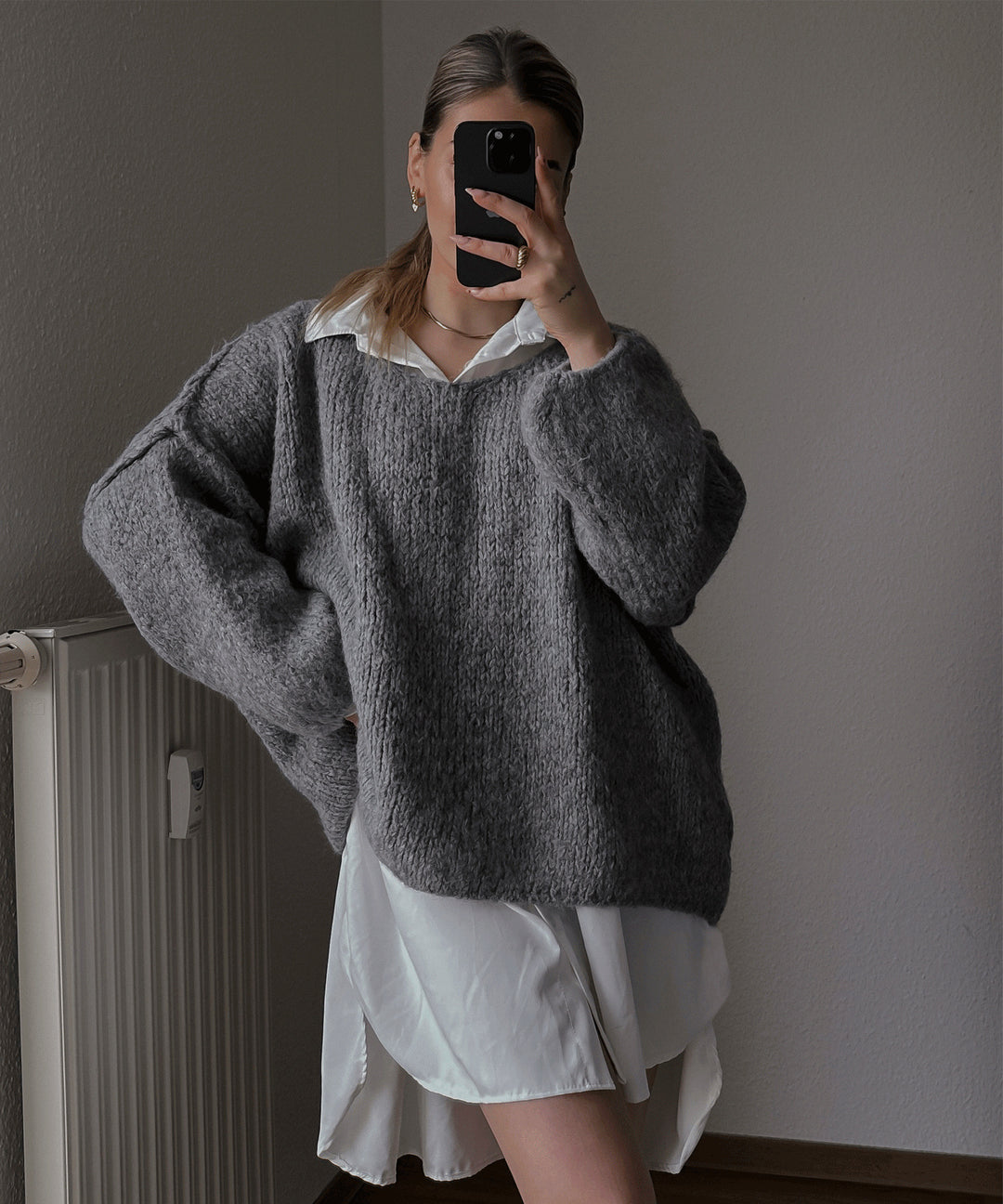 Damer casual oversized sweater med voluminøse ærmer og blød tekstur Stilla