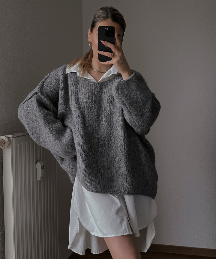 Damer casual oversized sweater med voluminøse ærmer og blød tekstur Stilla