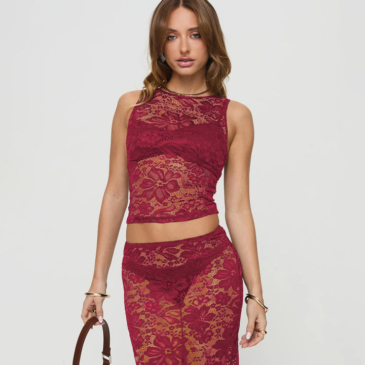 Dame spids-crop-top med blomsterdesign og tætsiddende pasform Stilla