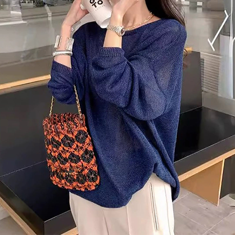 Dame afslappet strikpullover med bredt skåret ærme og tidløst design Stilla