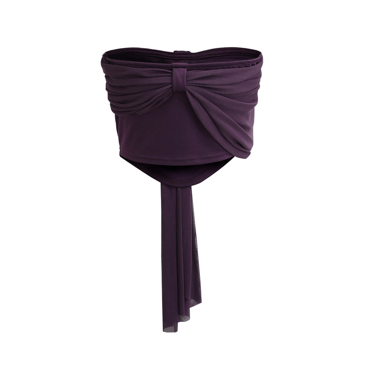 Dame Bandeau-bluse med elegant drapering og justerbar knude Stilla